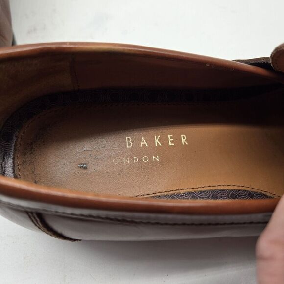 Ted Baker Shoes Mens Size 9.5 EU 42.5 Penny Loafers BENJY Cognac Brown Leather main image 5